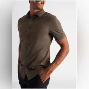 Kit and Ace Olive Short Sleeve Knit Button-Down Shirt